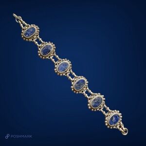💖 Vintage Tribal Silver Lapis Bracelet 💖